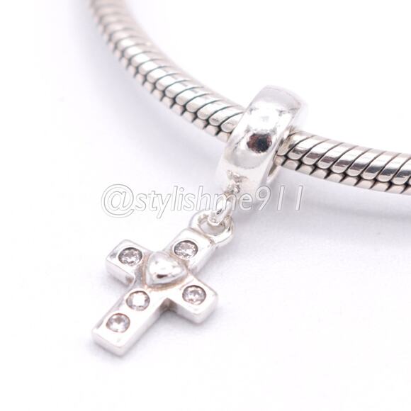Authentic PANDORA Cross Dangle with Clear CZ Charm - 790355CZ - Picture 3 of 9